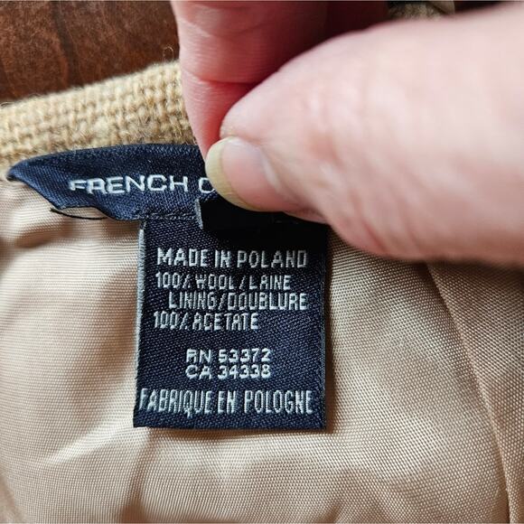 French Connection Wool Tan Eyelash Colorblock Two-Toned Lined Midi Skirt 10 - Picture 9 of 9